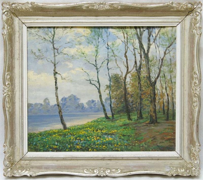 Jaroslav ZELENKA, Kvetoucí břeh, olejomalba