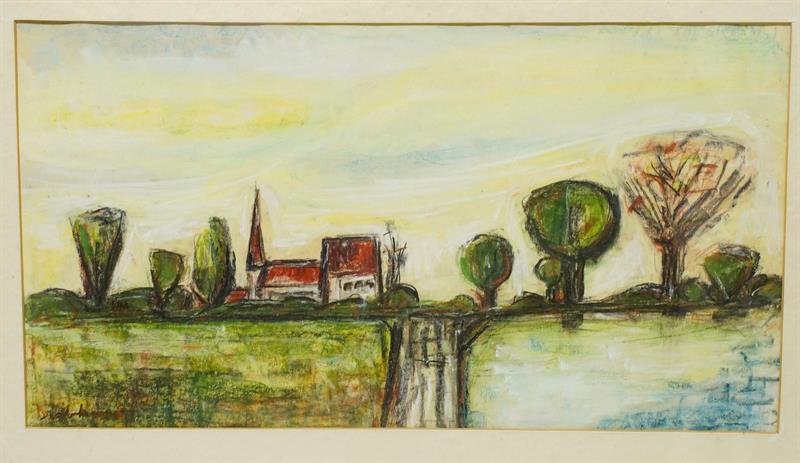 KRAJINA pastel na papíře - Marie Bartoňková DRÁBKOVÁ