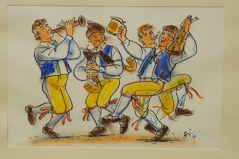 Kapela - furianti  Otakar ŠTEMBERA barevná litografie 1987