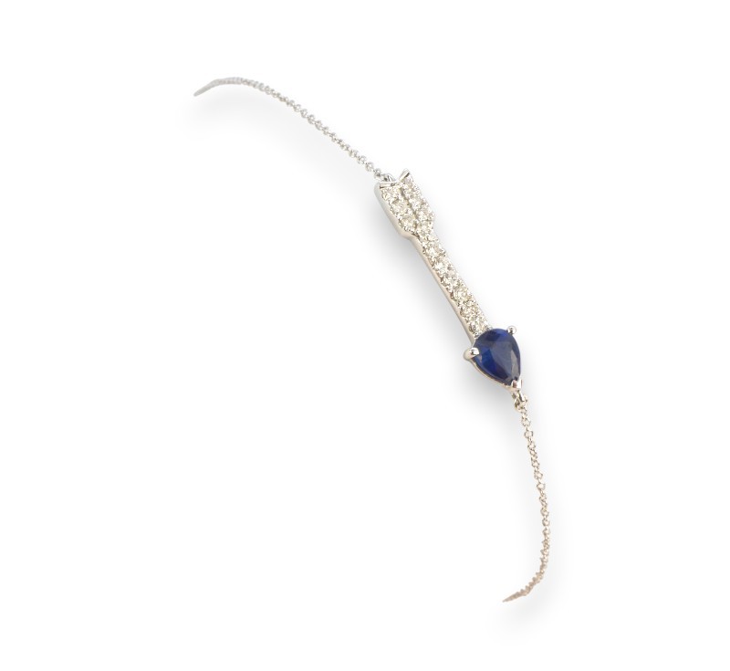 Zlatý náramek se safírem a diamanty