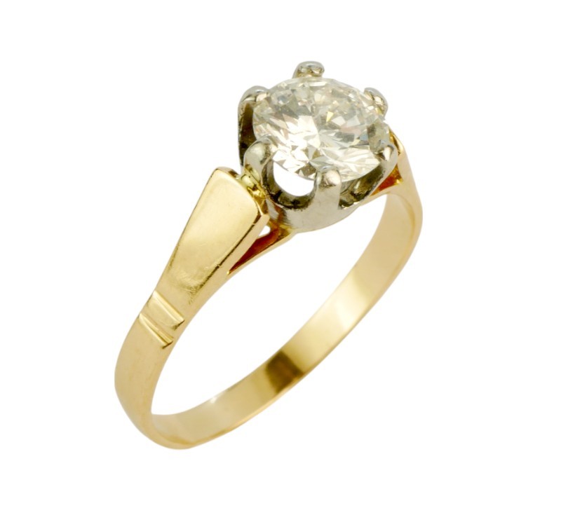 Zlatý prsten s briliantem 1,0 ct