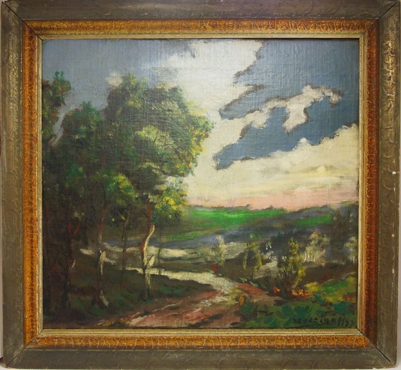 Krajina s mraky - Emil SEDLÁČEK olej na plátně 1947