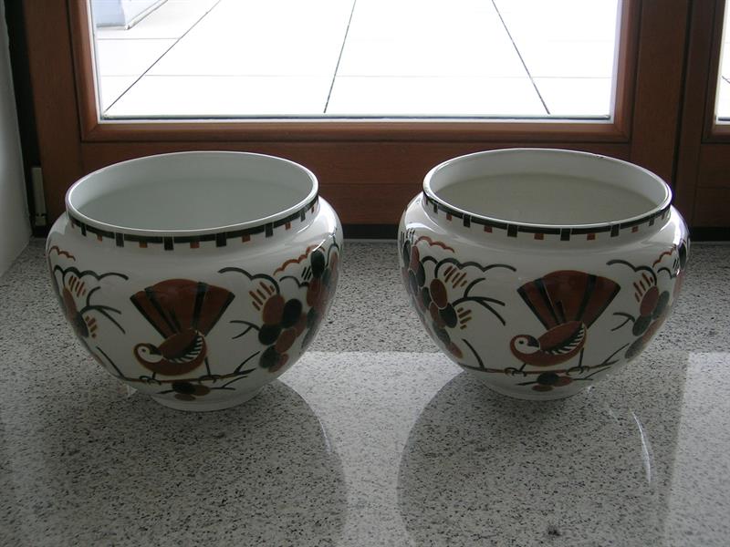 Art deco,párové květináče,Francie okolo 1930