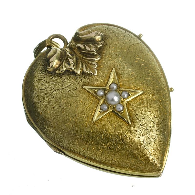 Zlatý biedermeier přívěs ve tvaru srdce