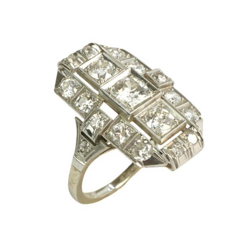 Starožitný Art deco prsten s brilianty