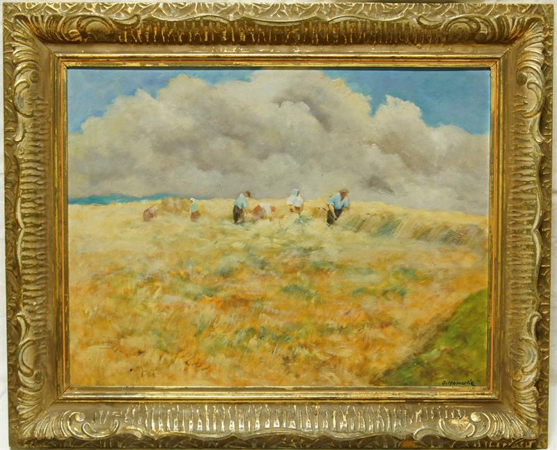 Žně v kopcovité krajině Otto HAMERLÍK větší olejomalba