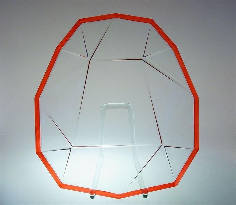 Větší kubistický podnos - mísa z čirého skla s lemováním