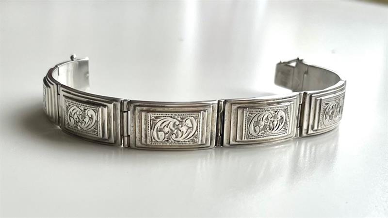 Stříbrný článkový náramek