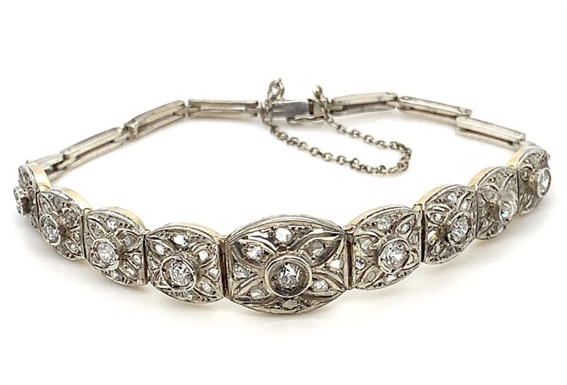 Art Deco Zlatý náramek s brilianty