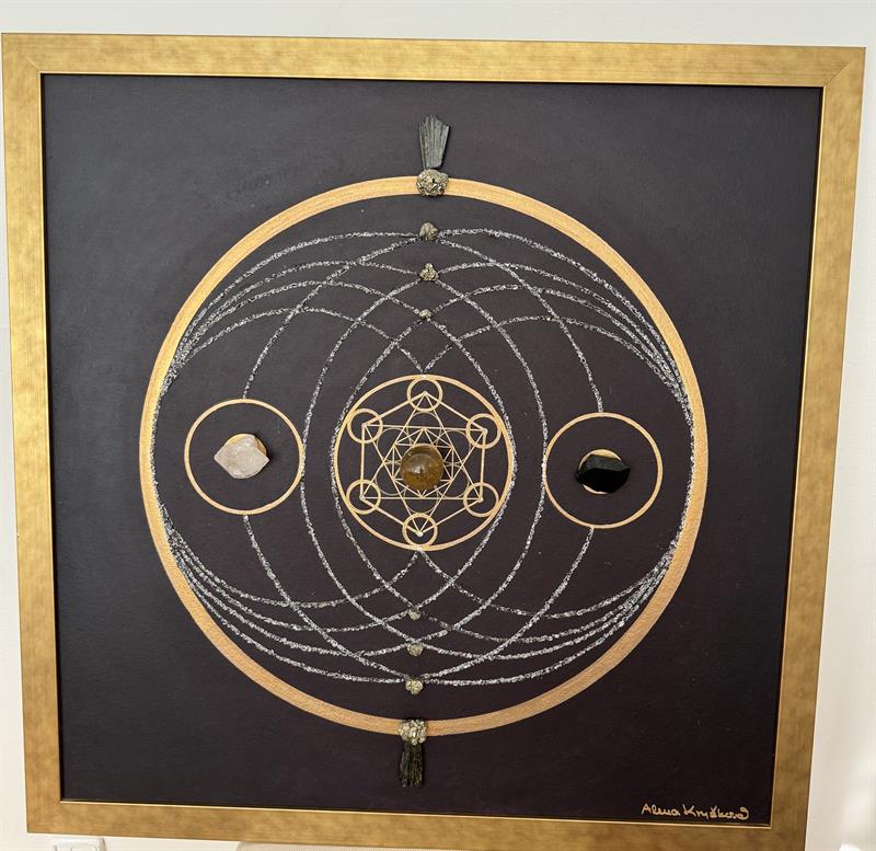 Obraz s drahými kameny a posvátnou geometrií