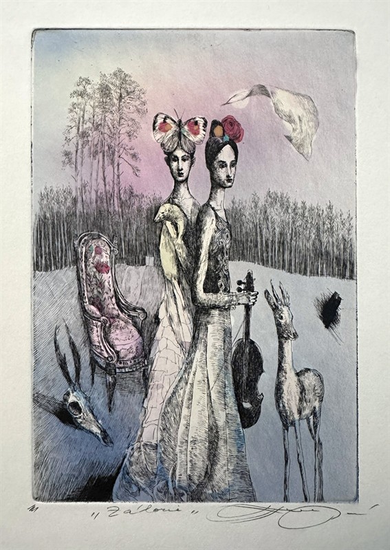 Katarina Vavrová - Záhorie, kolorovaný lept