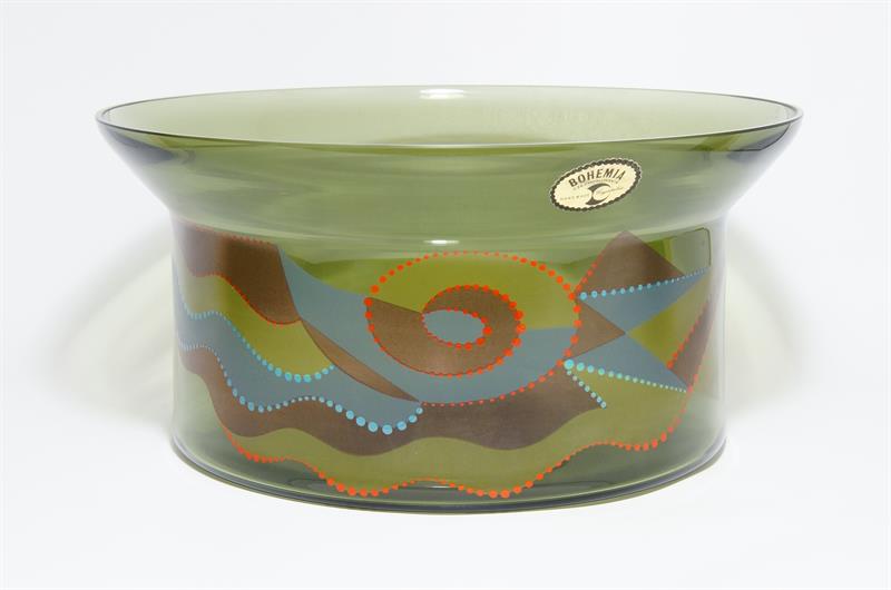 Mísa na ovoce topasové sklo malovaný dekor - Eva ŠVESTKOVÁ