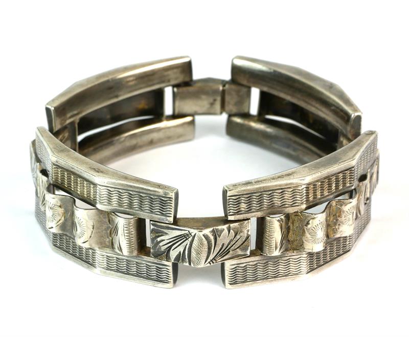 Stříbrný článkový náramek