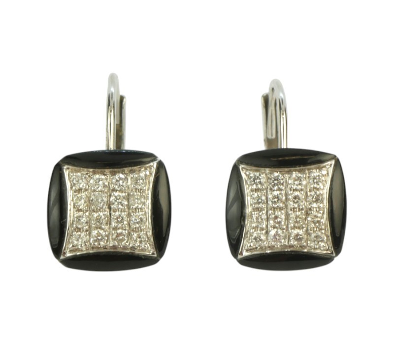 Zlaté náušnice s diamanty a onyxy