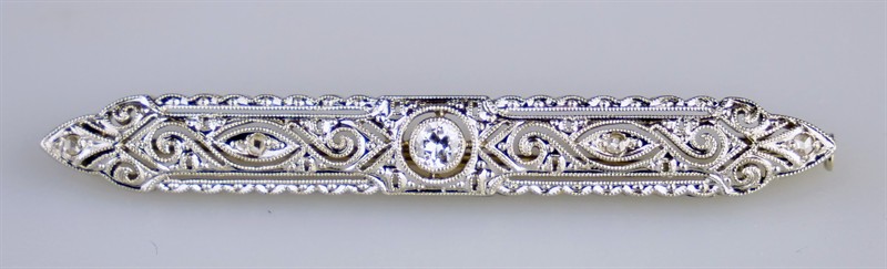 Zlatá art-deco brož s diamanty