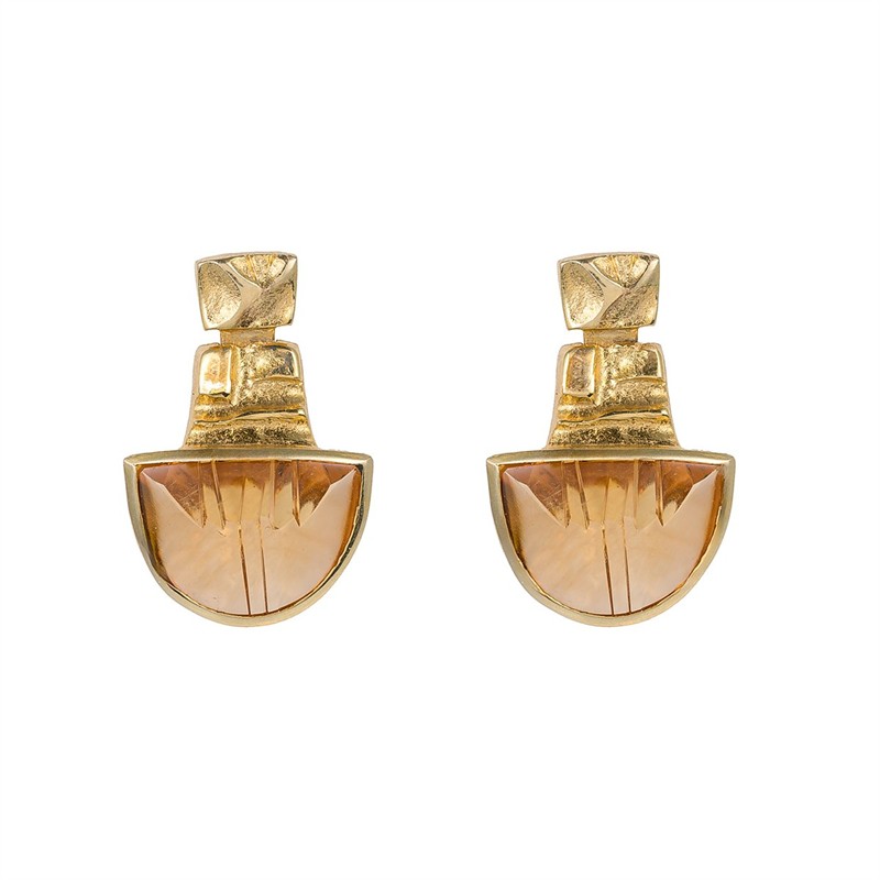 Zlaté náušnice s přírodními citríny