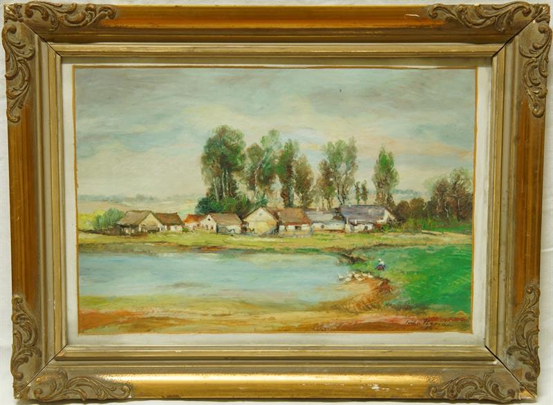 "CHALUPY" Josef Jožka FLORIÁN 1956 olejomalba na kartonu