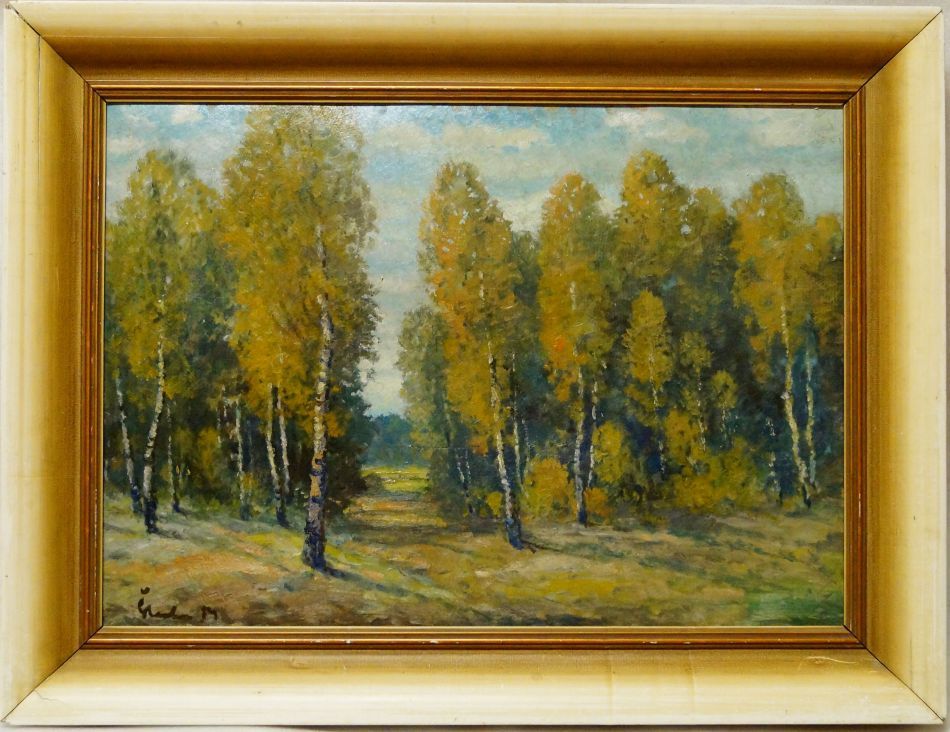 Podzimní březový háj - Jaroslav ŠTECHR , olejomalba 1934
