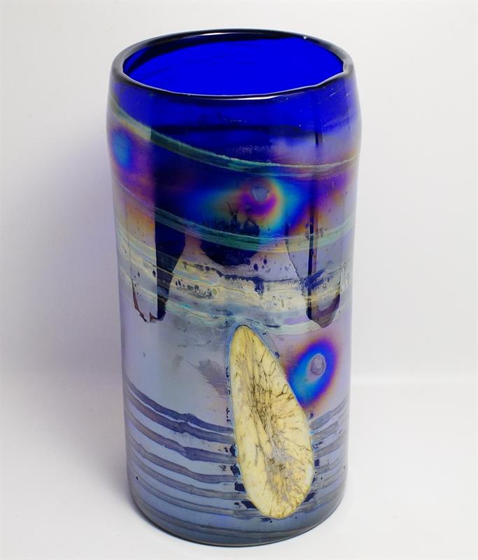 Velká váza kobaltová modř s organickým dekorem Jiří ŠUHÁJEK