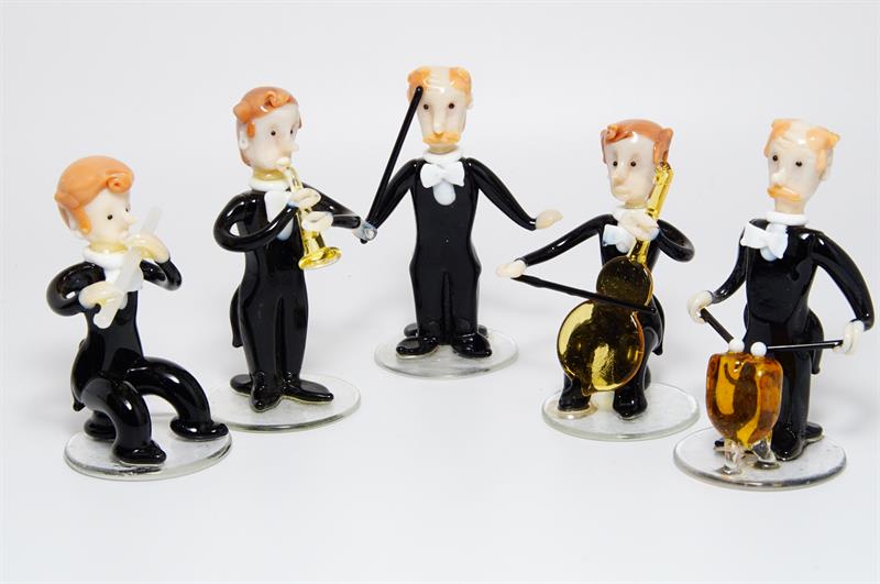 Skleněné kvarteto a dirigent - figurky Železný Brod ŽBS