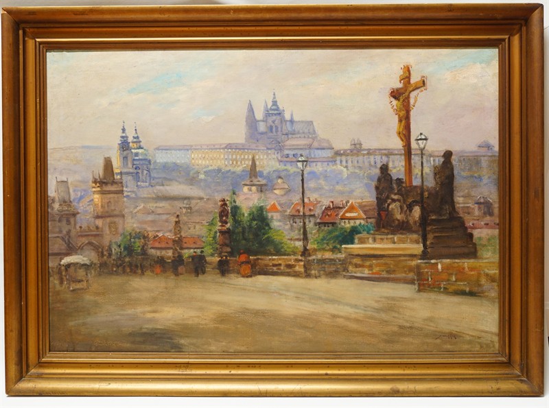 Karlův most, reprezentativní olejomalba - Jaroslav HOLEČEK