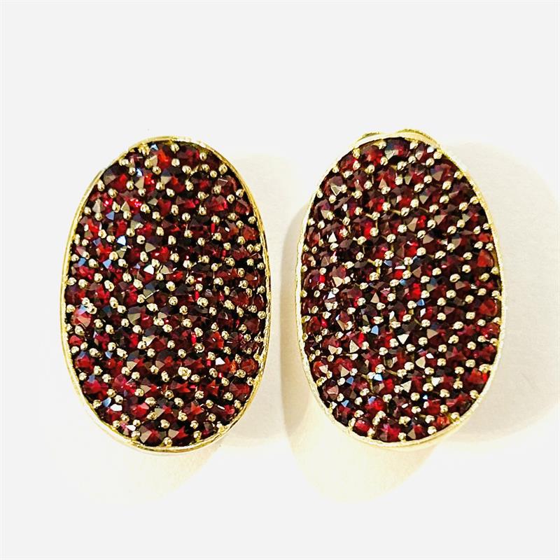 Stříbrné zlacené náušnice s českými granáty