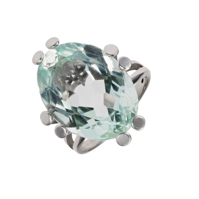 Zlatý prsten s přírodním akvamarínem