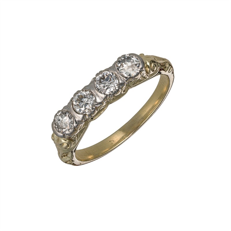 Starožitný zlatý prsten s přírodními diamanty ( 0,44 ct )