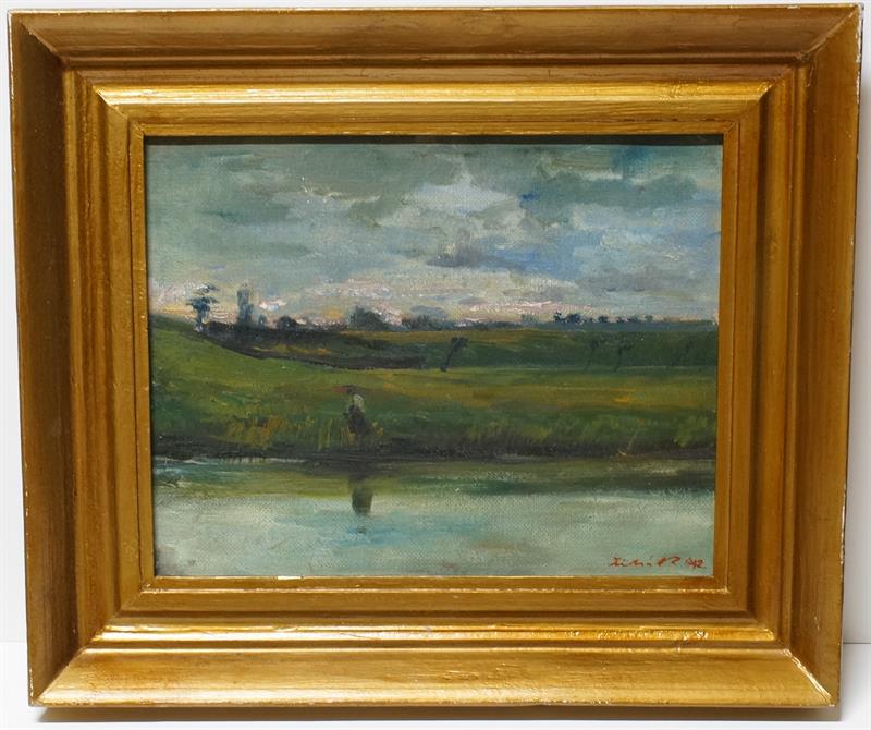 "V podvečer u řeky" - František ČIHÁK olejomalba 1942