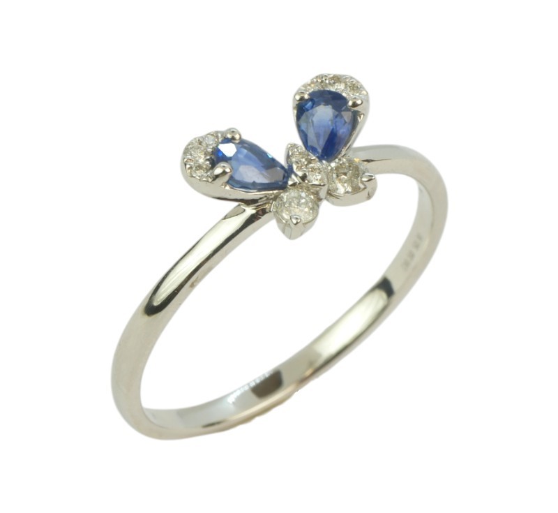 Zlatý prsten se safíry a diamanty