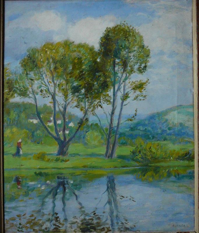 Antonín Majer - olej plátno - procházka u vody