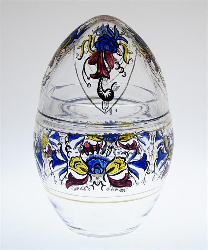 Vejce - malovaná skleněná dóza, styl tzv. lidové Art - Deco