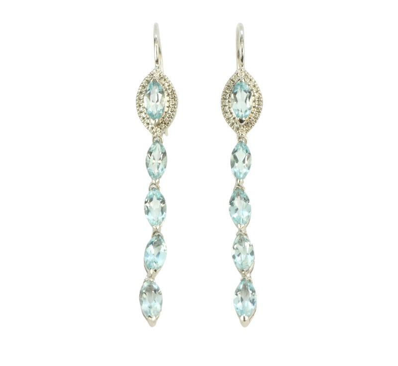 Zlaté náušnice s diamanty a topazy