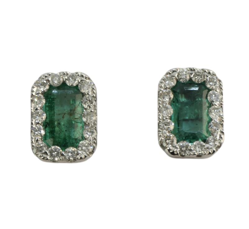 Zlaté náušnice s diamanty a smaragdy