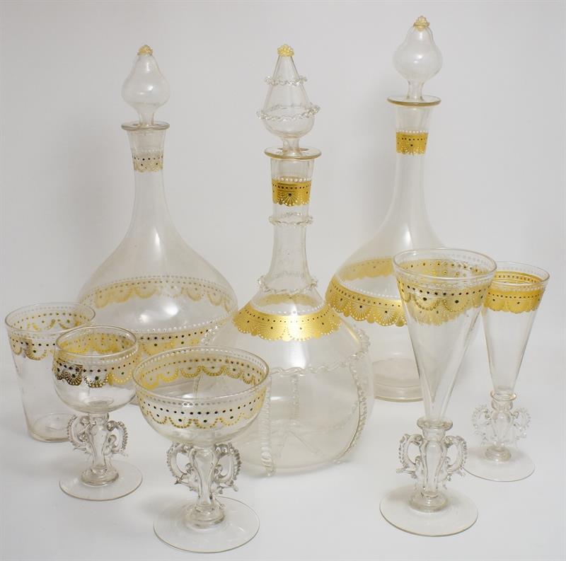 Soubor benátského nápojového skla ze zámku, 19. století