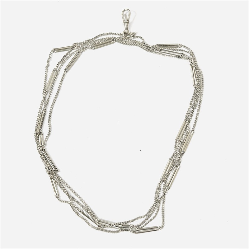 Stříbrný starožitný dlouhý řetízek, 144 cm