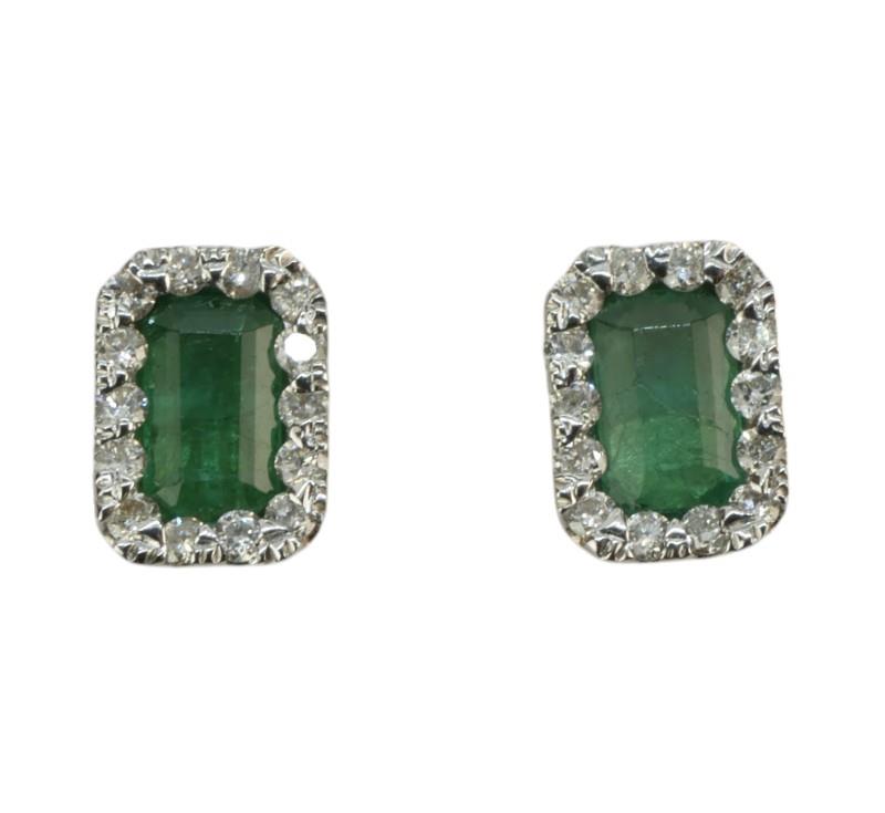 Zlaté náušnice s diamanty a smaragdy