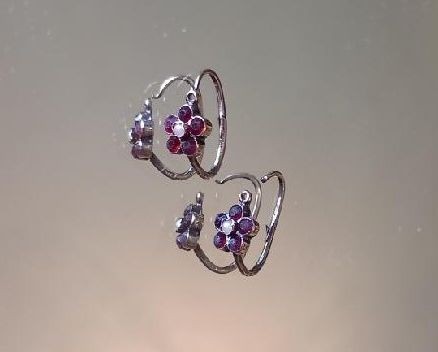 Zlaté náušnice dětské s českými granáty a perloičkami