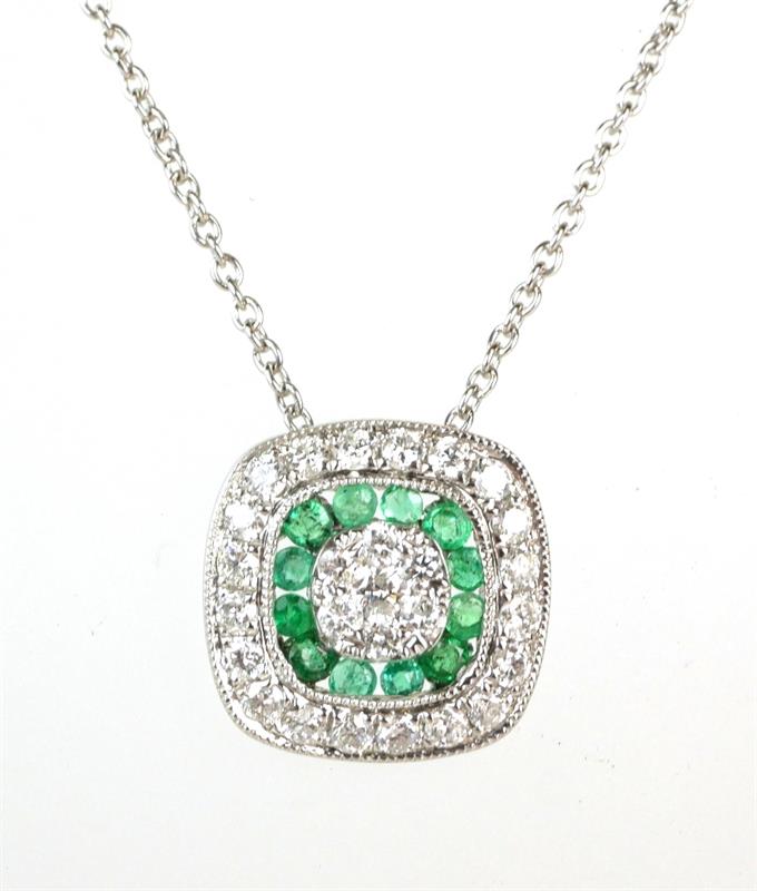 Zlatý náhrdelník s brilianty a smaragdy