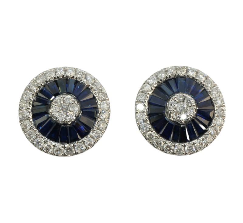 Zlaté náušnice s diamanty a safíry