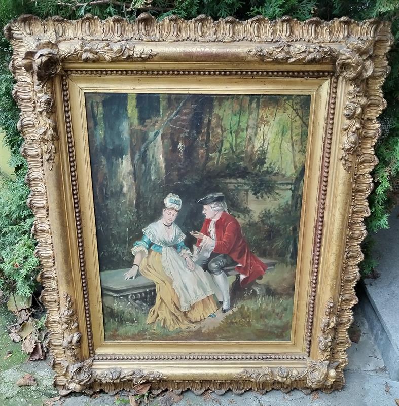 Obraz olej na plátně - galantní scéna