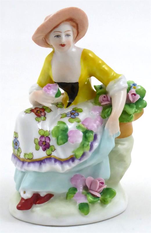 Sitzendorf - Sedící dívka s růžemi