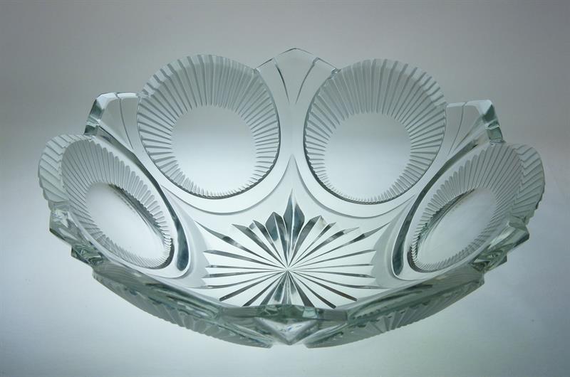 Velká bohatě broušená ART - DECO mísa Rudolf HLOUŠEK