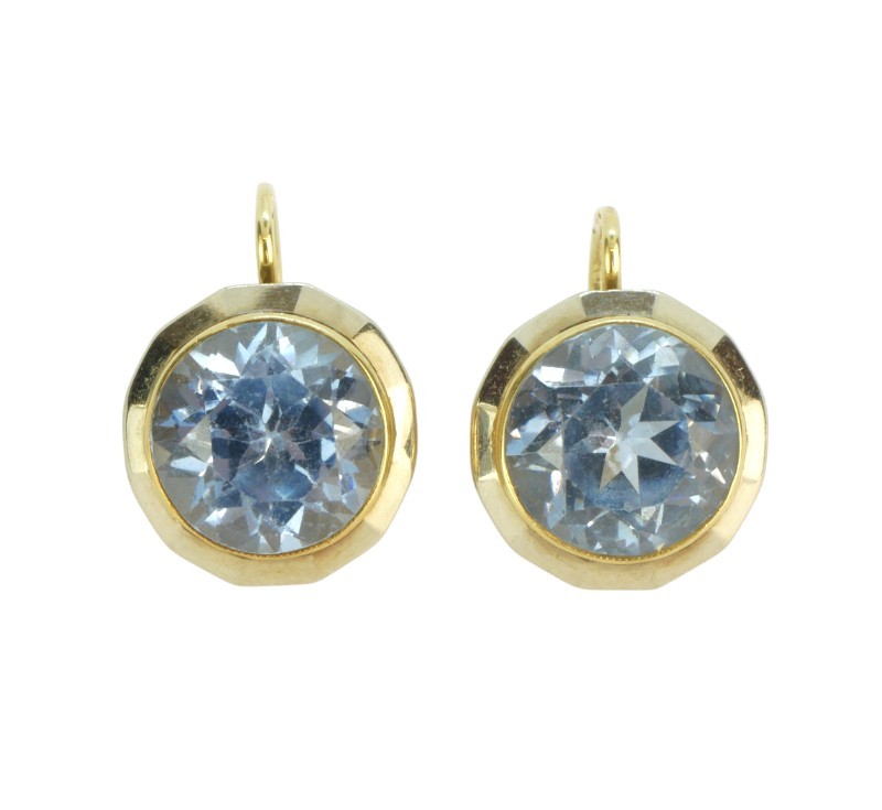 Zlaté art deco náušnice s modrými spinely
