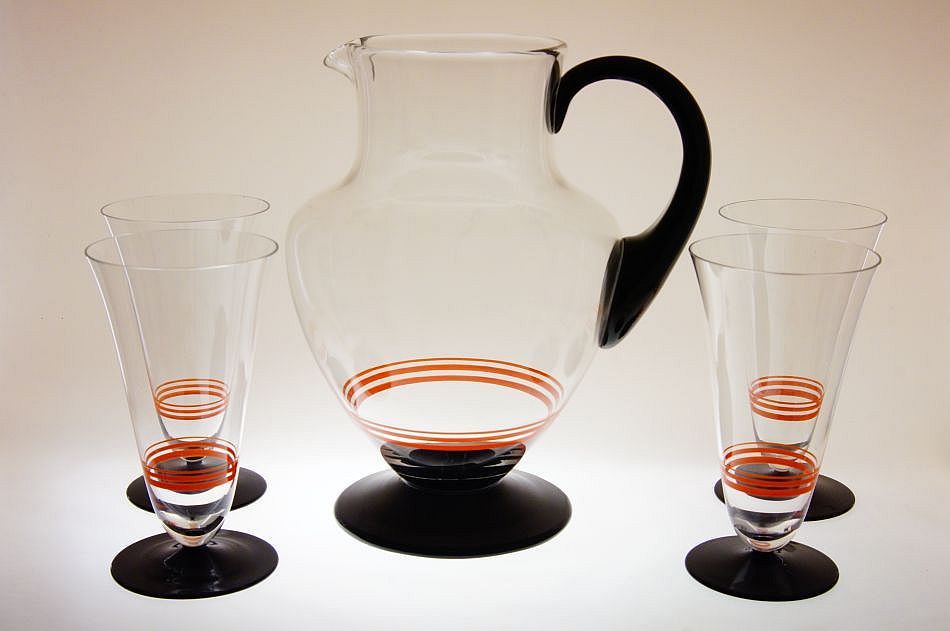 Art - Deco nápojová souprava - hyalitové sklo