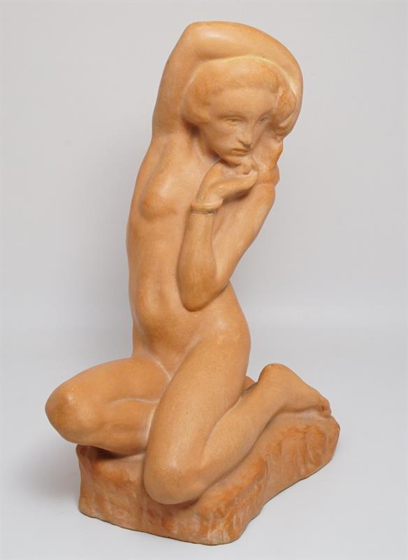 Melancholická dívka, keramika terakota - Jan ŠTURSA