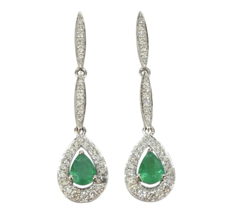 Zlaté náušnice s brilianty a smaragdy