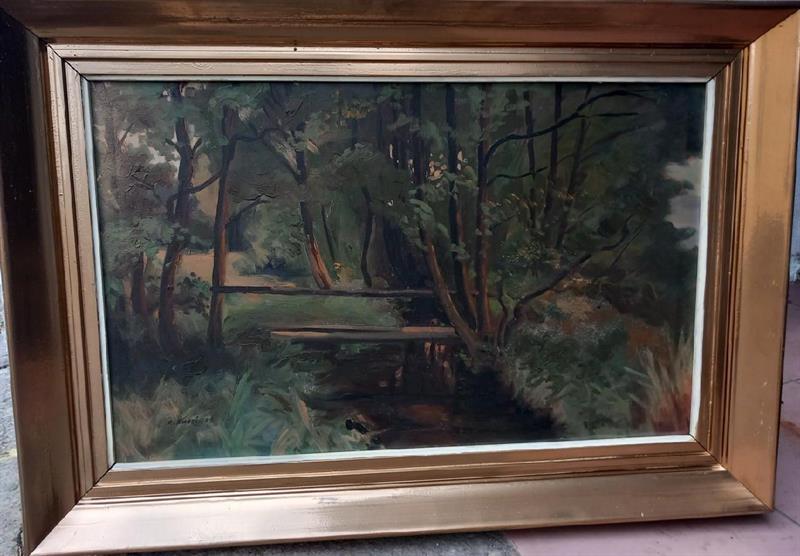 Lesní lávka, rok 1959,malíř Karel Kuneš *1920 Domažlice