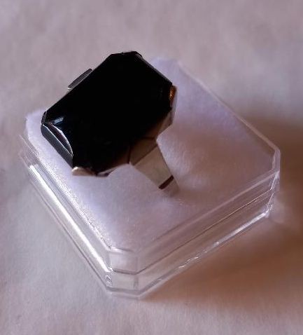 Prsten, stříbro, černý kámen onyx