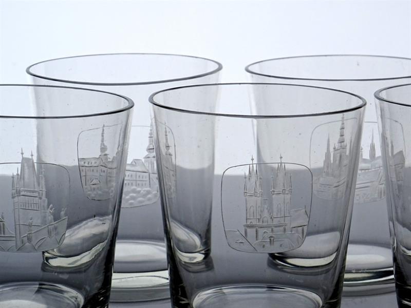 6x sklenice broušené, 1959